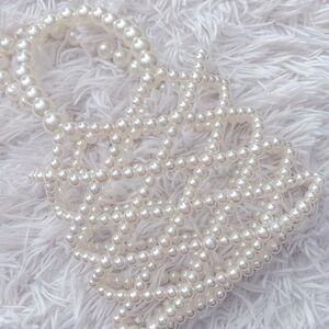 Vintage Pearl open lattice Beaded Handbag